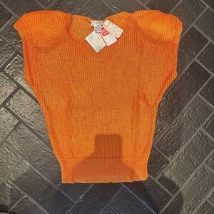 Vintage Christian Dior Sheer Knit Top | Orange Sleeveless | Made in Italy